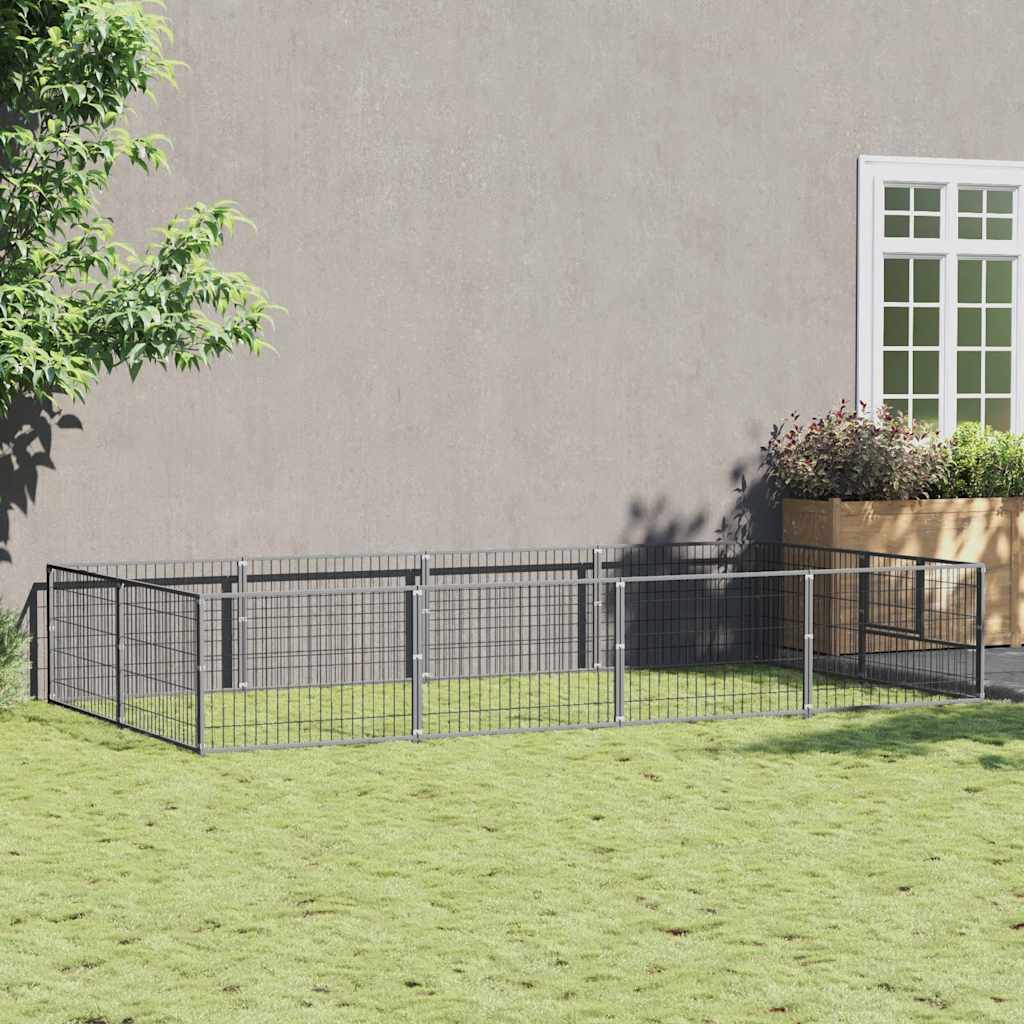 Vidaxl -Hundezwinger 8 m² Stahl Silberfarbe
