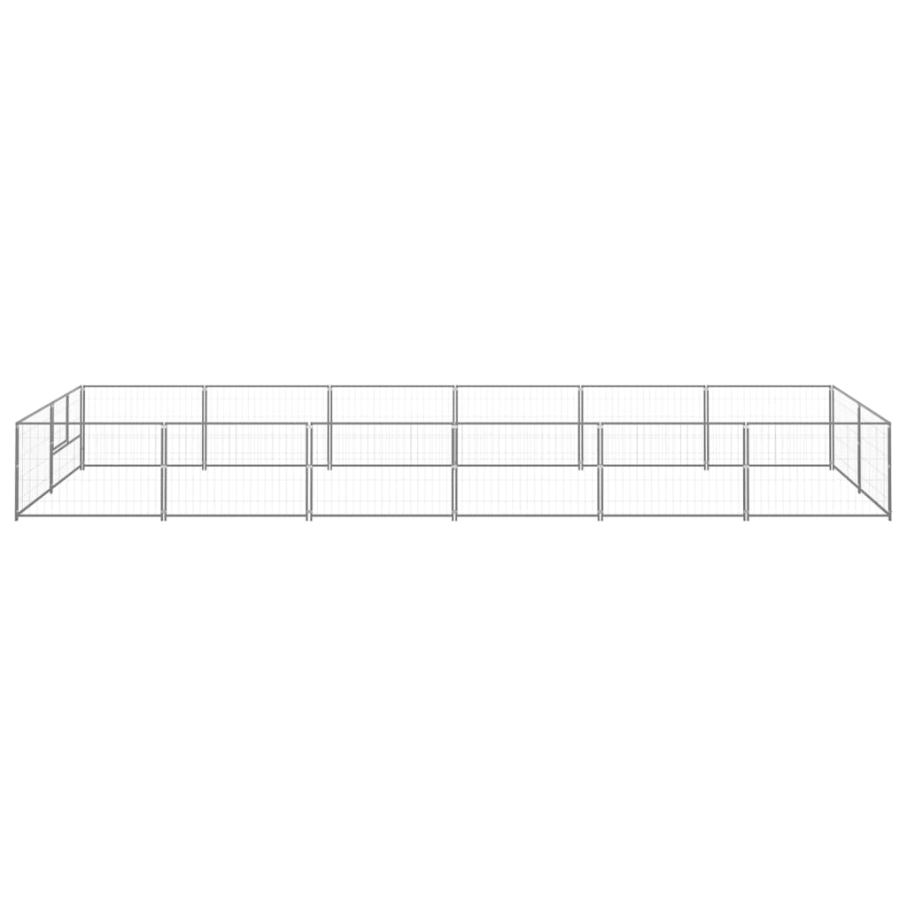 Vidaxl -Hunde Zwinger 12 m² Stahl Silberfarbe