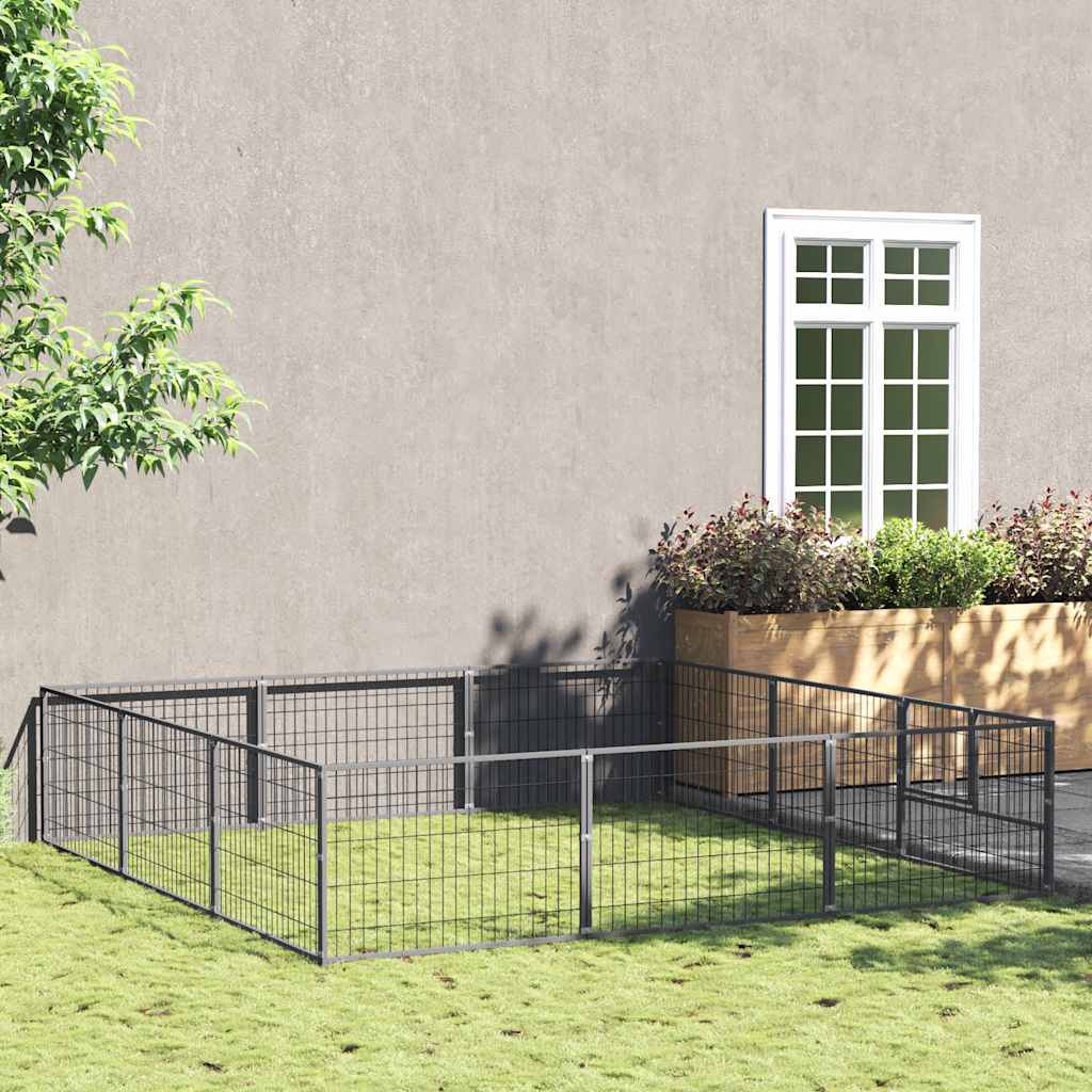 Vidaxl -Hundezwinger 9 m² Stahl Silberfarbe