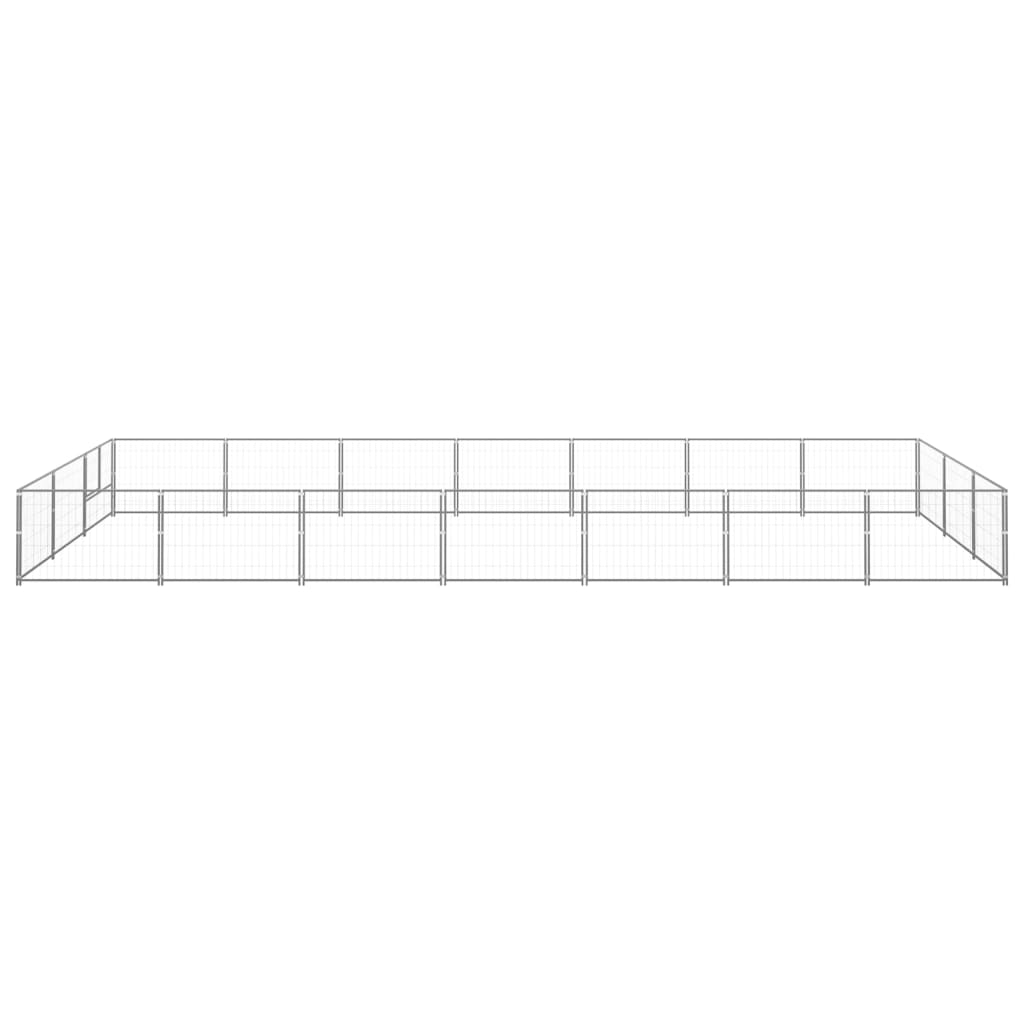 Vidaxl -Hundezwinger 21 m² Stahl Silberfarbe