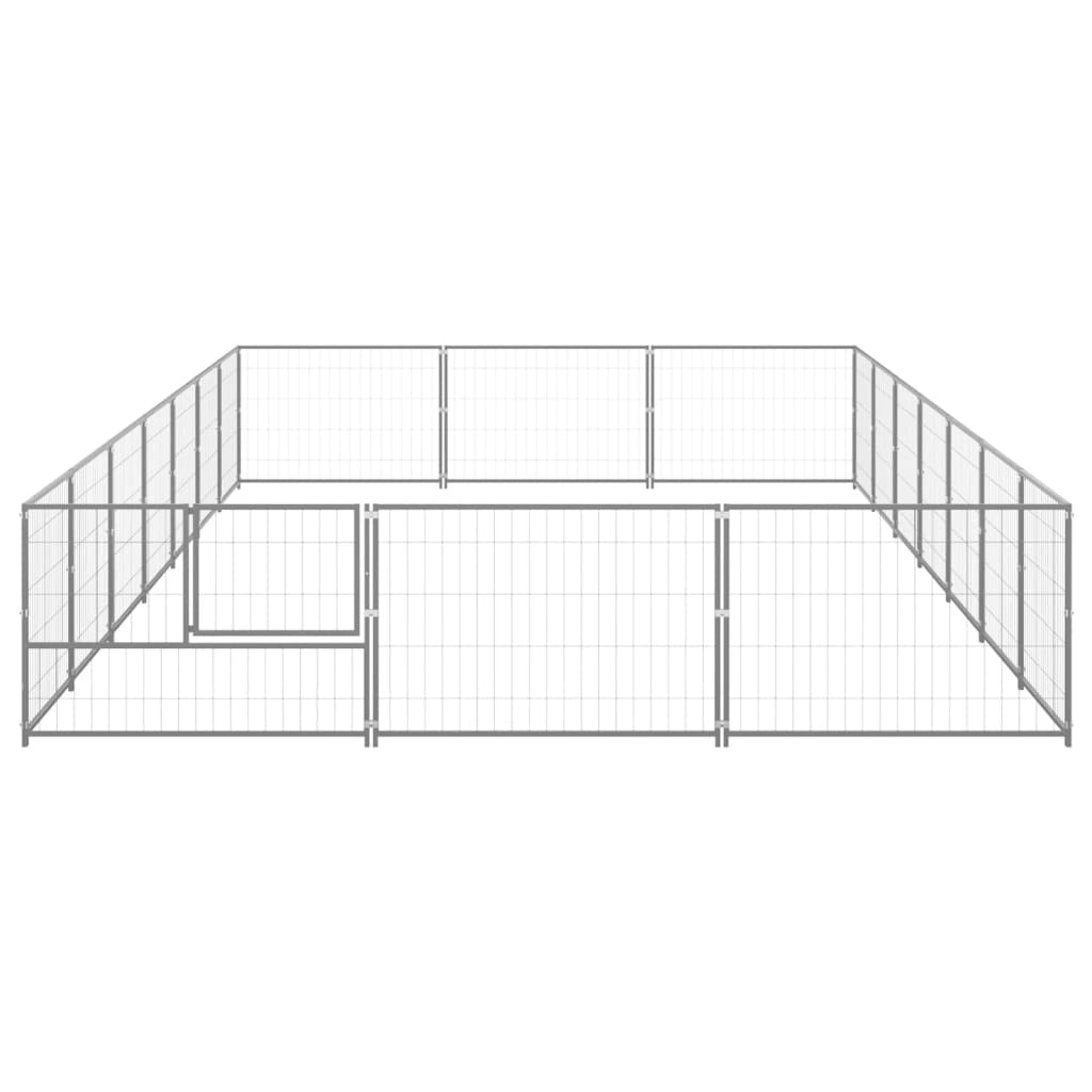 Vidaxl -Hundezwinger 21 m² Stahl Silberfarbe