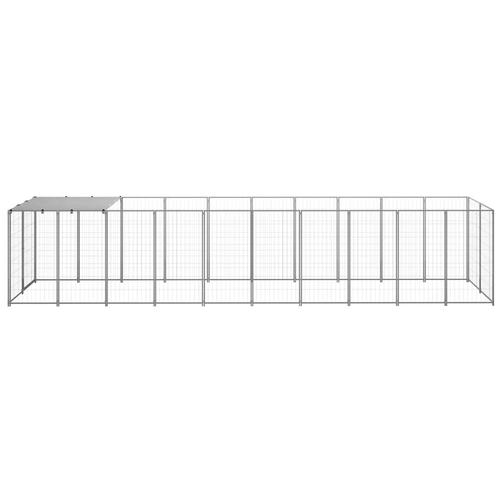 Vidaxl -Hundezwinger 6,05 m² Stahl Silberfarbe