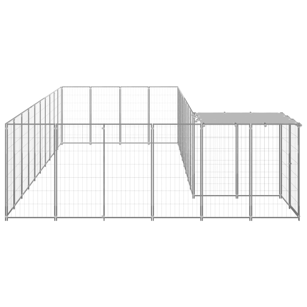 Vidaxl -Hundezwinger 13,31 m² Stahl Silberfarbe