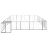 Vidaxl -Hundezwinger 37,51 m² Stahl Silberfarbe