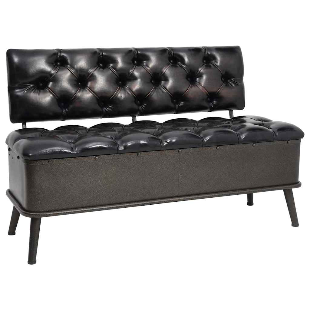 Vidaxl opbergbank met rugleuning 110 cm kunstleer zwart