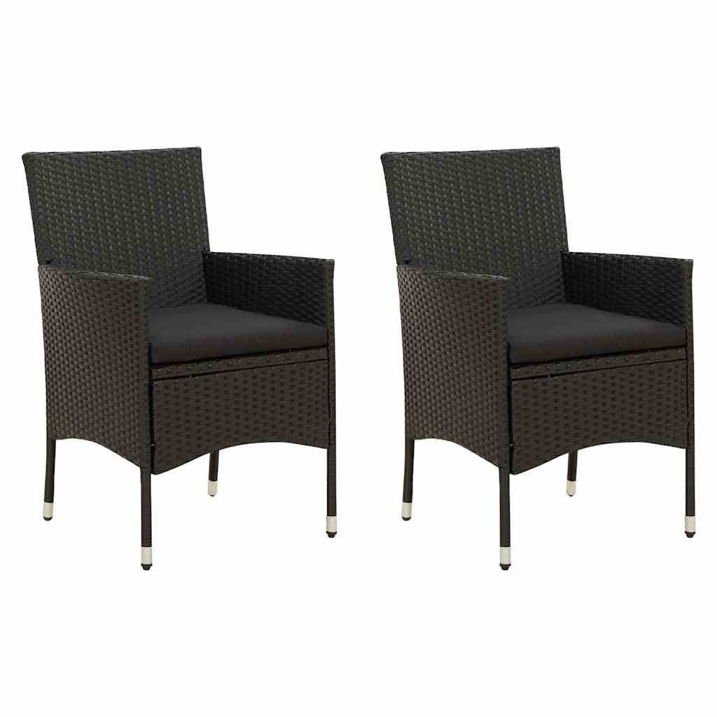 Vidaxl tuinstoelen 2 st met kussens poly rattan zwart