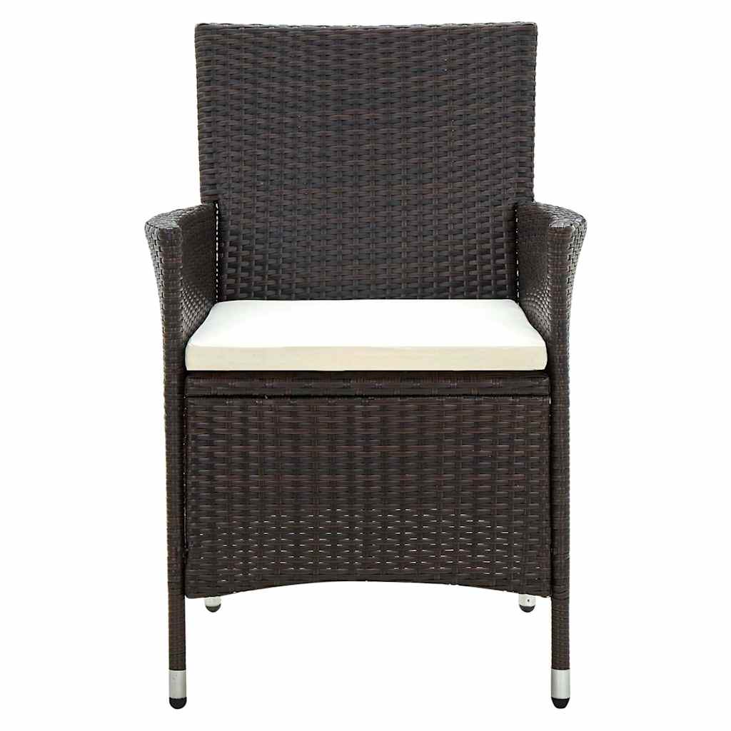 Vidaxl tuinstoelen 4 st met kussens poly rattan bruin