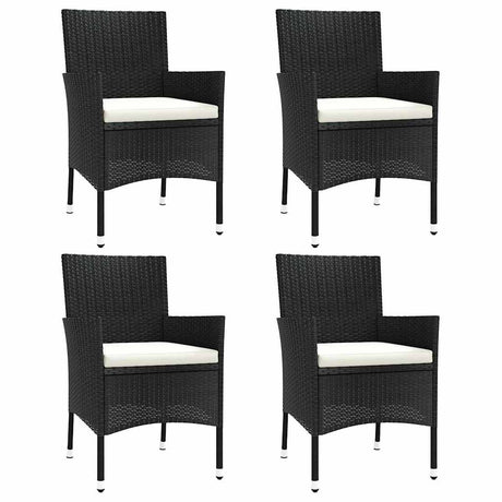 Vidaxl tuinstoelen 4 st met kussens poly rattan zwart