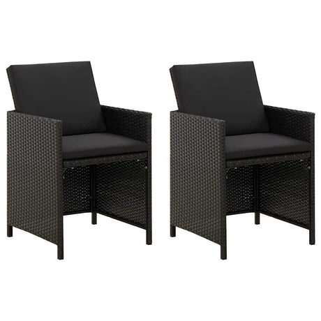 Vidaxl tuinstoelen 2 st met kussens poly rattan zwart