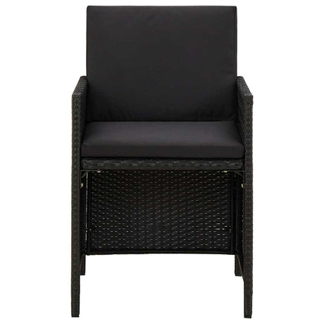 Vidaxl tuinstoelen 2 st met kussens poly rattan zwart