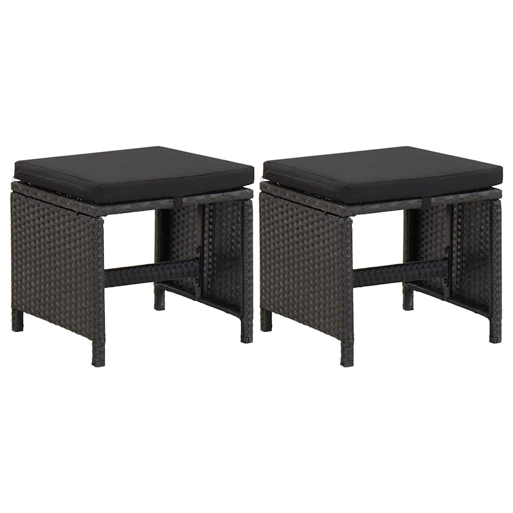Vidaxl tuinkrukken 2 st met kussens poly rattan zwart