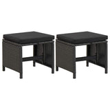 Vidaxl tuinkrukken 2 st met kussens poly rattan zwart