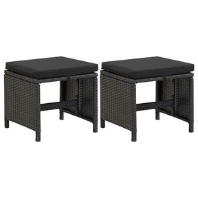 Vidaxl tuinkrukken 2 st met kussens poly rattan zwart