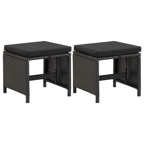 Vidaxl tuinkrukken 2 st met kussens poly rattan zwart