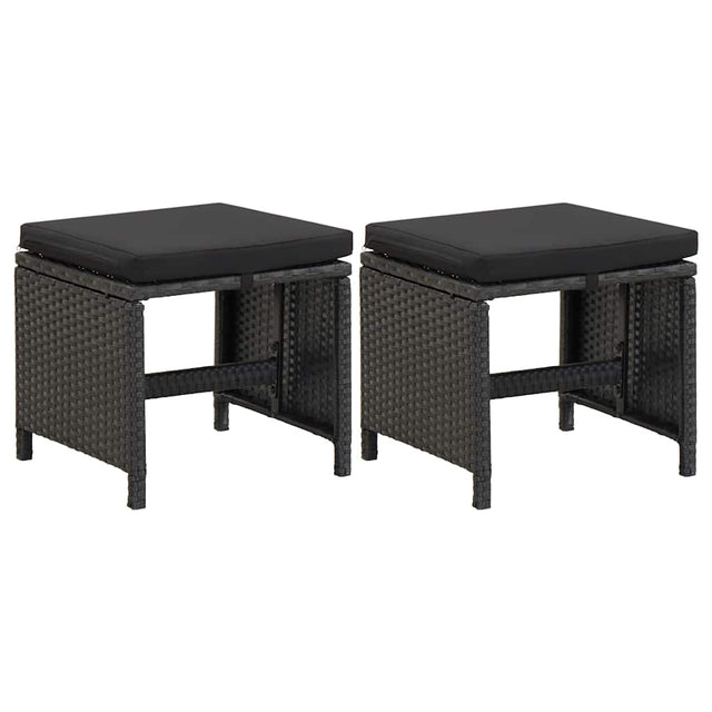 Vidaxl tuinkrukken 2 st met kussens poly rattan zwart