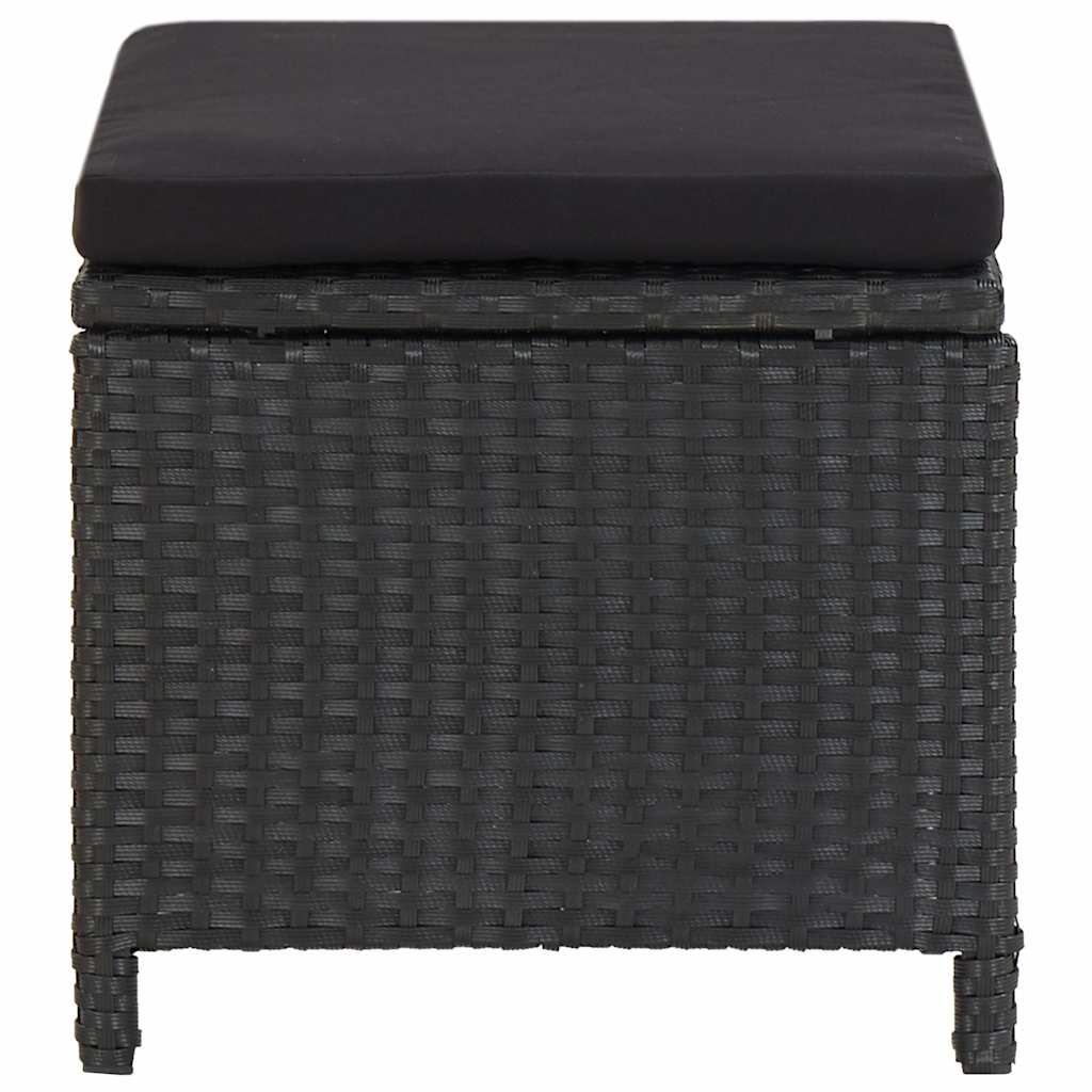 Vidaxl tuinkrukken 2 st met kussens poly rattan zwart