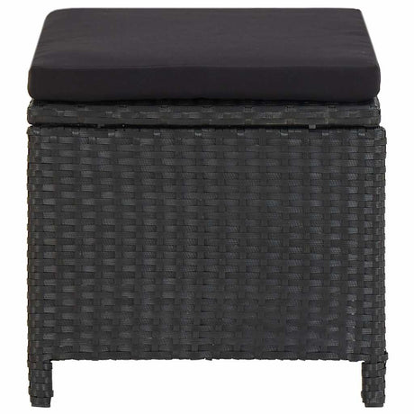 Vidaxl tuinkrukken 2 st met kussens poly rattan zwart