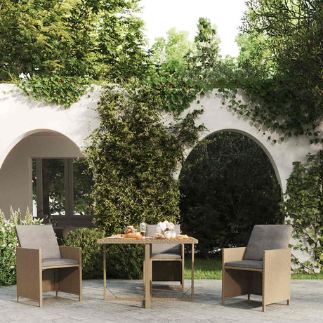 Vidaxl tuintafel 109x107x74 cm poly rattan en massief acaciahout beige