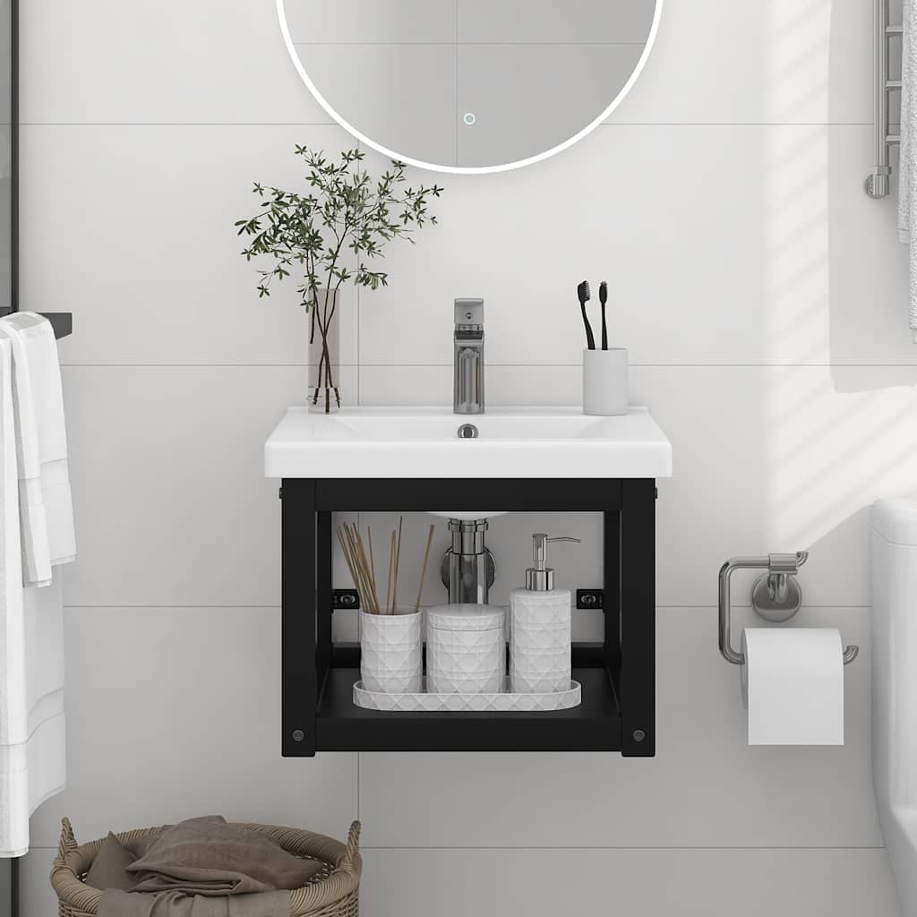 Vidaxl wastafelframe wandgemonteerd 40x38x31 cm ijzer zwart