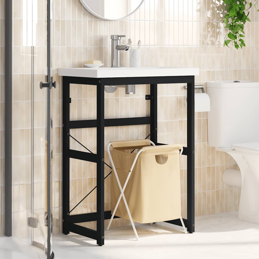 Vidaxl wastafelframe 59x38x83 cm ijzer zwart