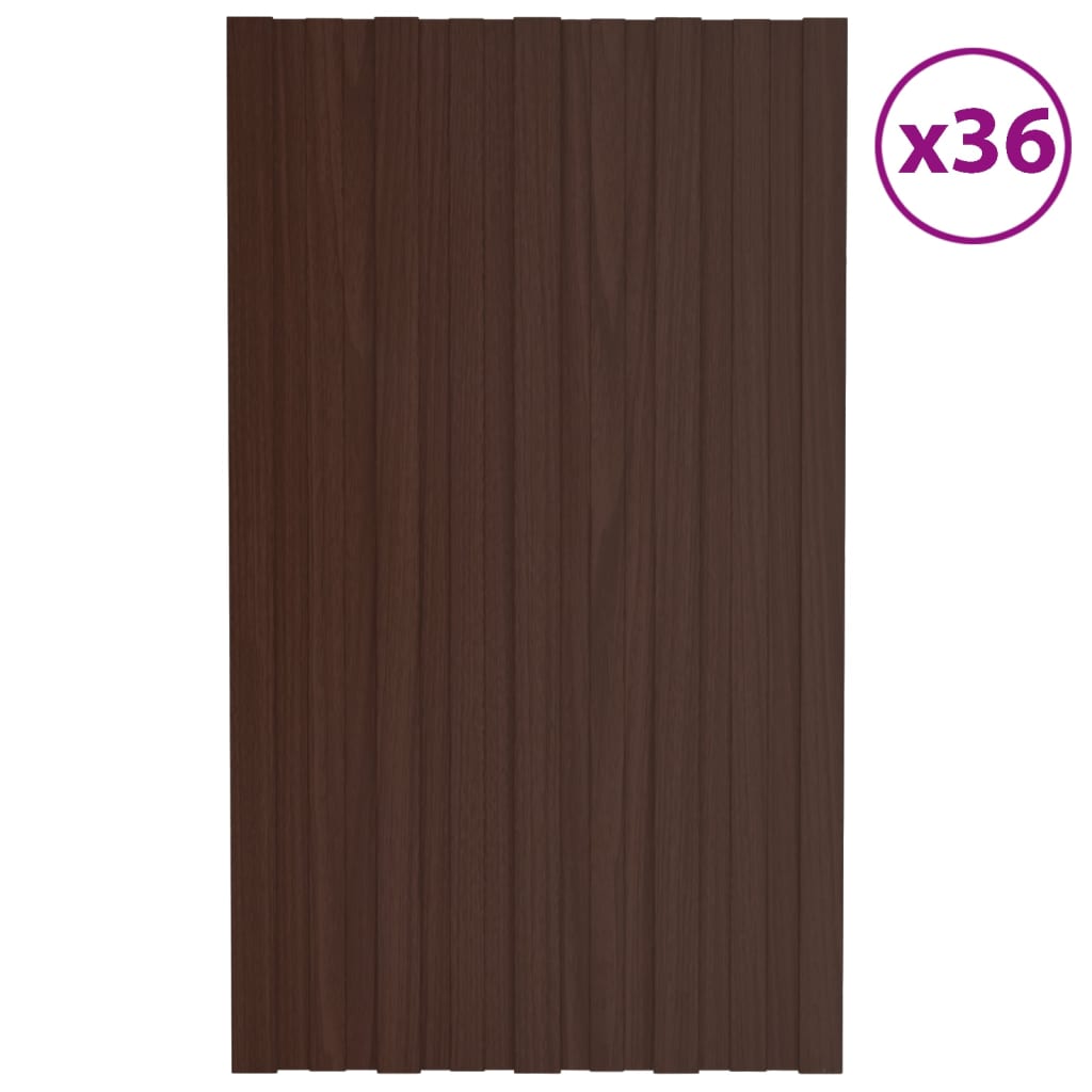 VIDAXL -Dachpaneele 36 ST 80x45 cm verzinkter Stahlbraun