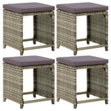 Vidaxl tuinkrukken 4 st met kussens poly rattan grijs