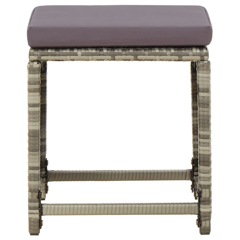 Vidaxl tuinkrukken 4 st met kussens poly rattan grijs