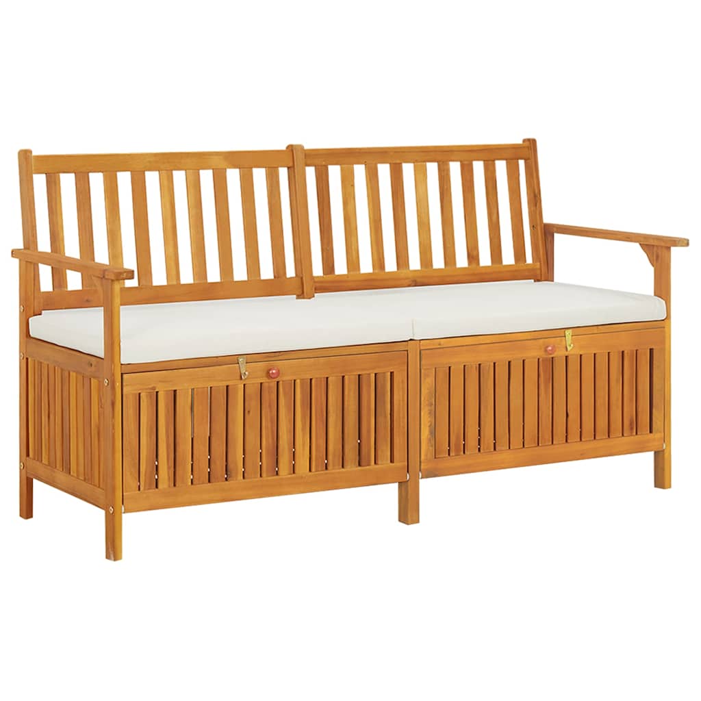 Vidaxl opbergbankje met kussen 148 cm massief acaciahout