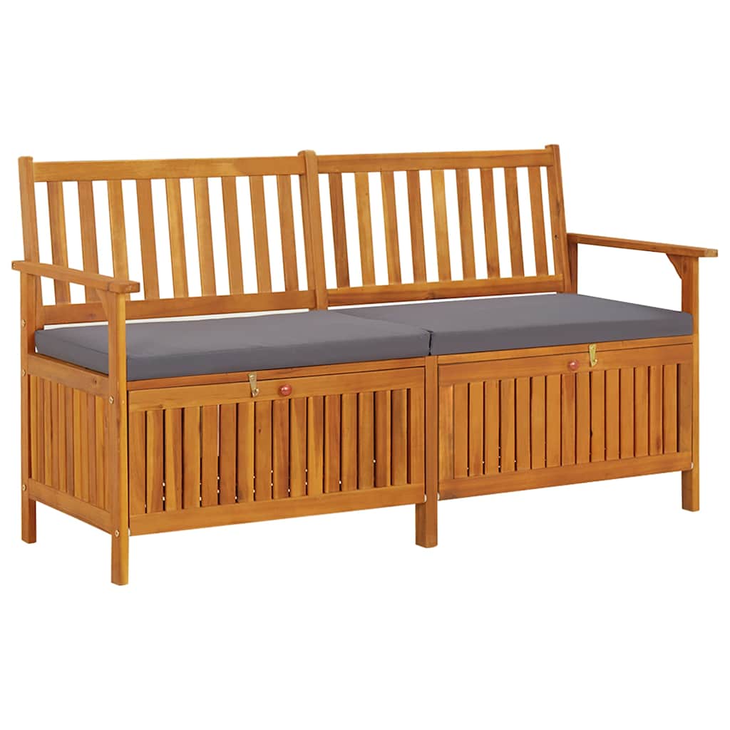 Vidaxl opbergbankje met kussen 148 cm massief acaciahout