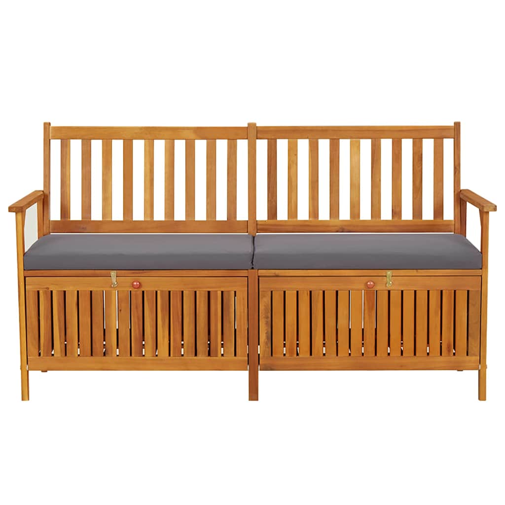 Vidaxl opbergbankje met kussen 148 cm massief acaciahout