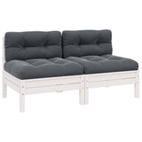 Vidaxl tuinbank 2-zits met kussens massief grenenhout wit