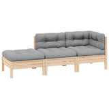 Vidaxl 3-delige loungeset met grijze kussens massief grenenhout