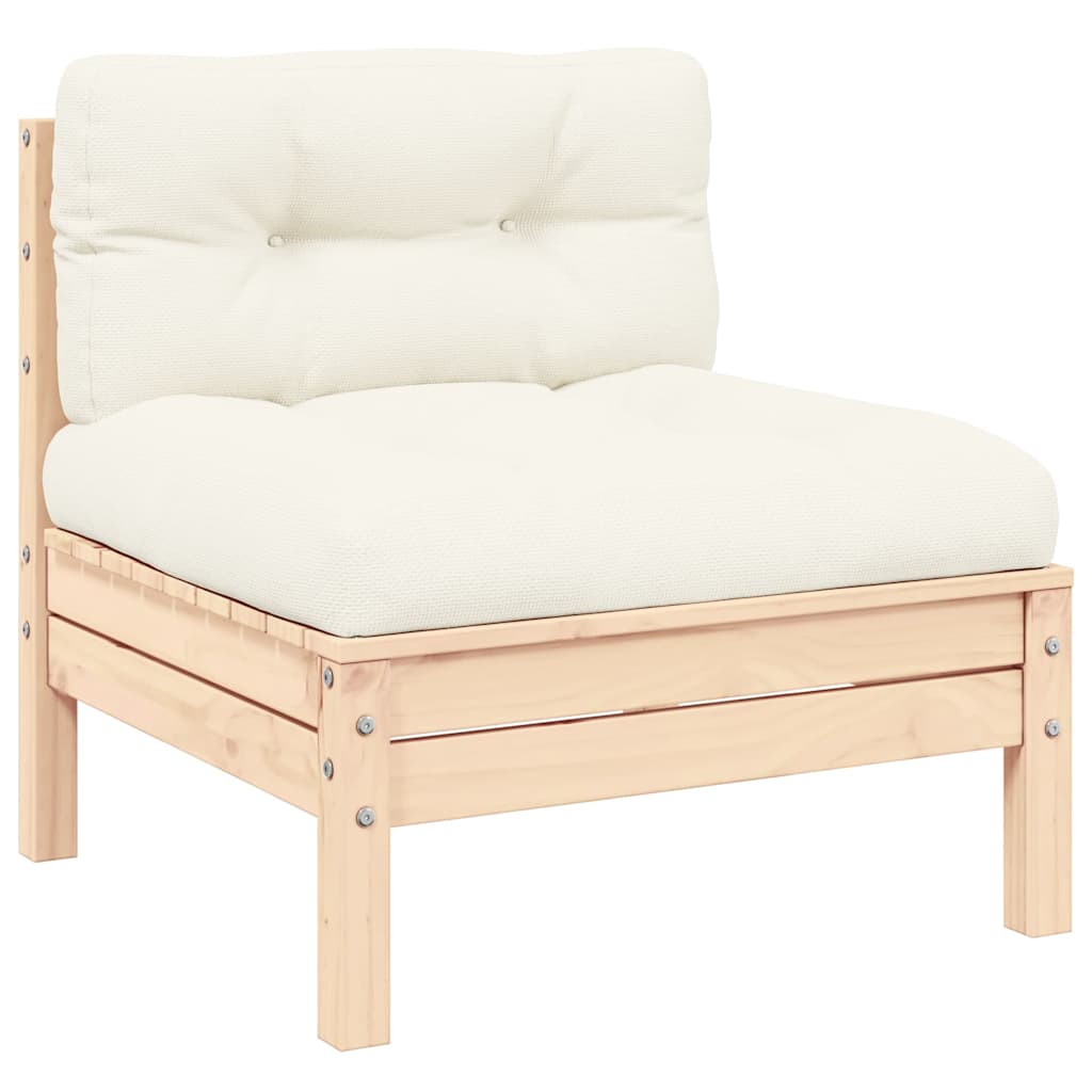 Vidaxl 3-delige loungeset met crèmekleurige kussens massief grenenhout