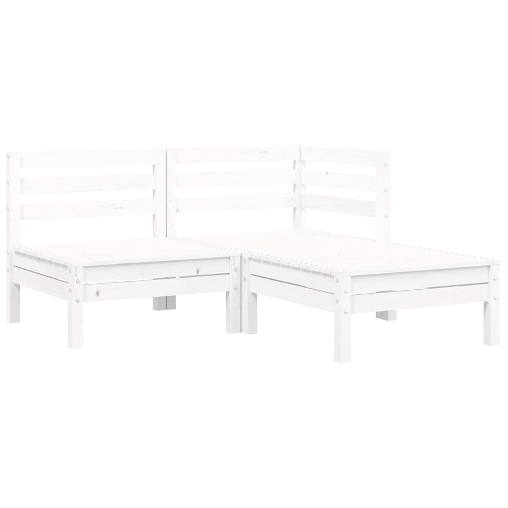Vidaxl 3-delige loungeset met kussens massief grenenhout wit