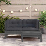 Vidaxl 3-delige loungeset met kussens massief grenenhout grijs