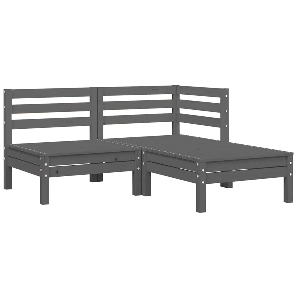 Vidaxl 3-delige loungeset met kussens massief grenenhout grijs