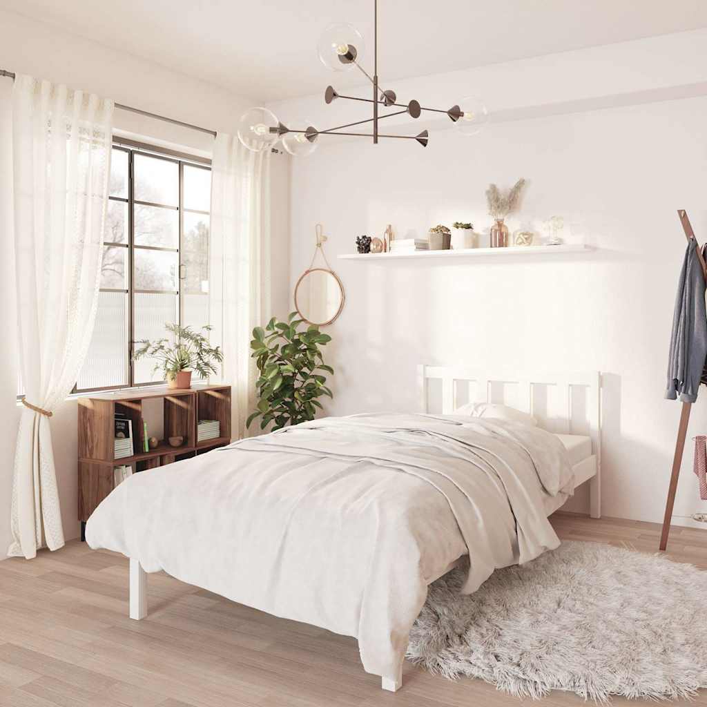 Vidaxl bedframe massief grenenhout wit 75x190 cm