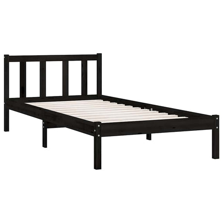 Vidaxl bedframe massief grenenhout zwart 75x190 cm