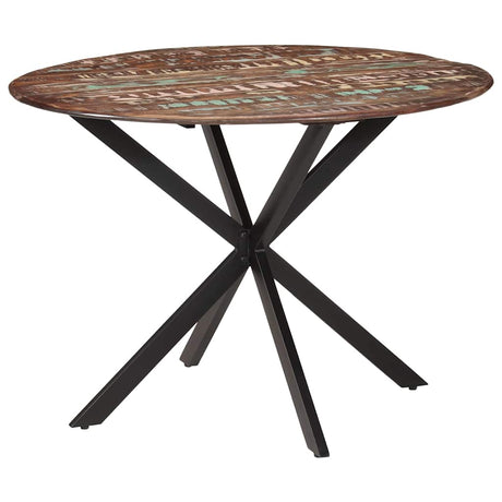 Vidaxl eettafel ø110x78 cm massief gerecycled hout en staal