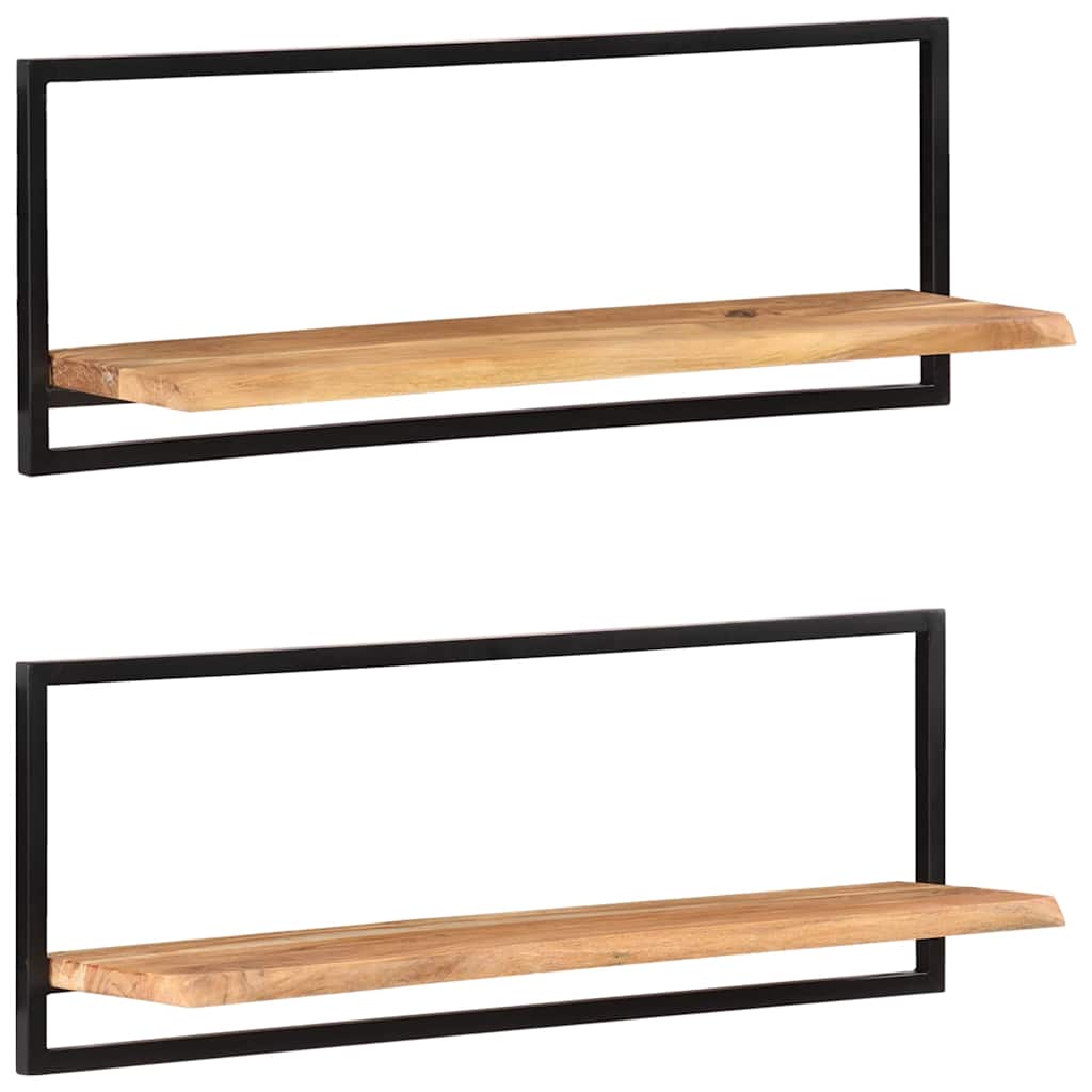 Vidaxl wandschappen 2 st 100x24x35 cm massief acaciahout en staal