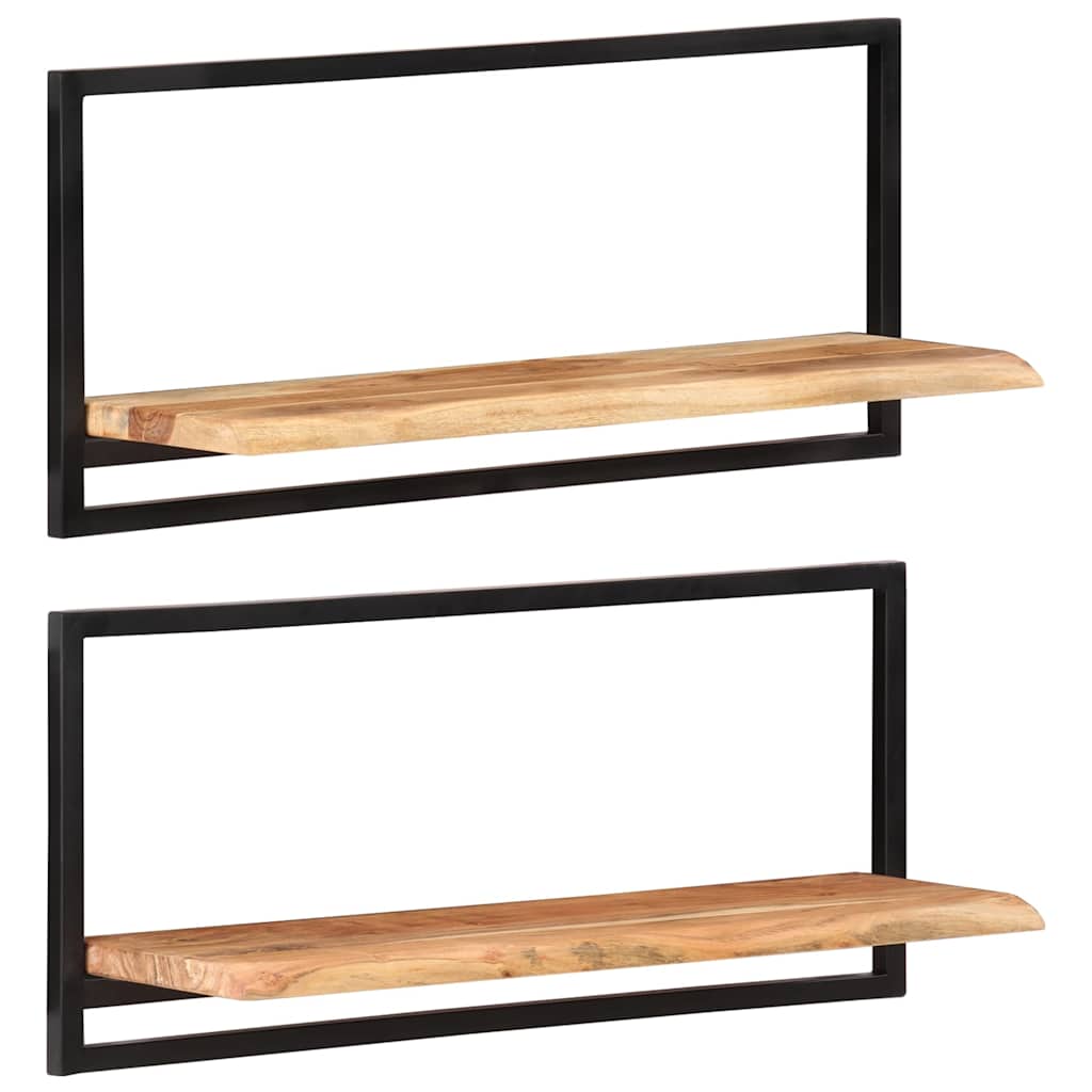 Vidaxl wandschappen 2 st 80x25x35 cm massief acaciahout en staal