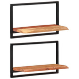 Vidaxl wandschappen 2 st 60x25x35 cm massief acaciahout en staal