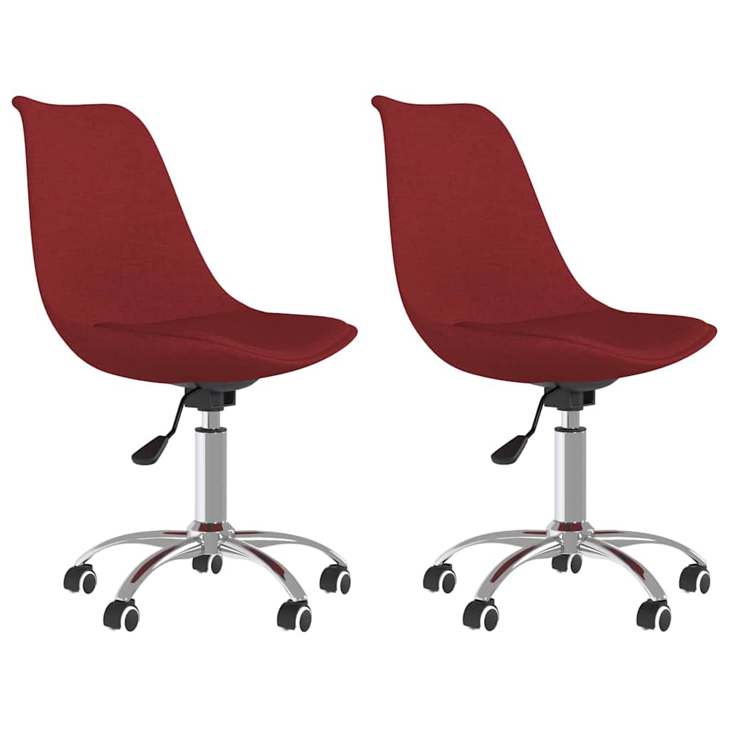 Vidaxl eetkamerstoelen draaibaar 2 st stof wijnrood