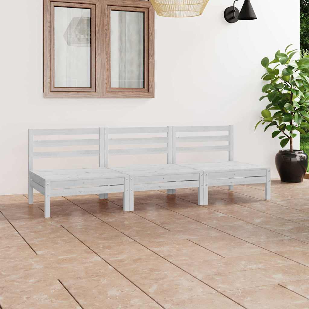 Vidaxl 3-delige loungeset massief grenenhout wit