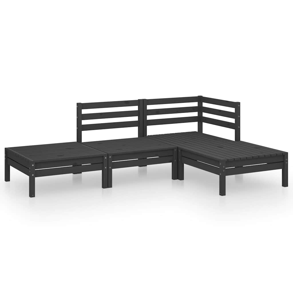 Vidaxl 4-delige loungeset massief grenenhout zwart