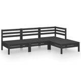 Vidaxl 4-delige loungeset massief grenenhout zwart