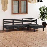 Vidaxl 4-delige loungeset massief grenenhout zwart