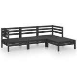 Vidaxl 4-delige loungeset massief grenenhout zwart