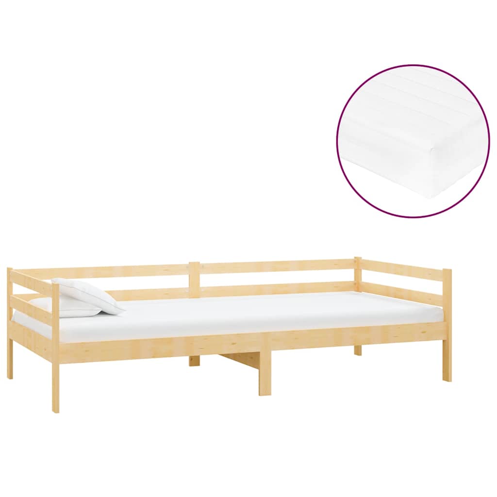 Vidaxl slaapbank met matras massief grenenhout 90x200 cm