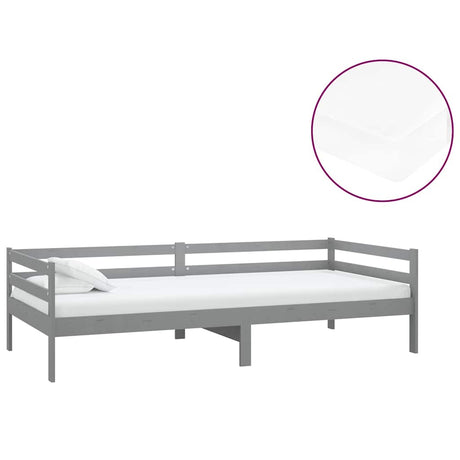 Vidaxl slaapbank met matras massief grenenhout grijs 90x200 cm